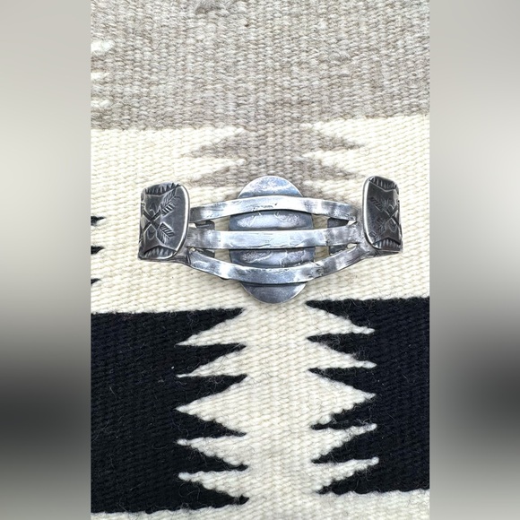 Navajo Native Fred Harvey Style Sterling Silver Turquoise Thunderbird Cuff 7" - Picture 7 of 7